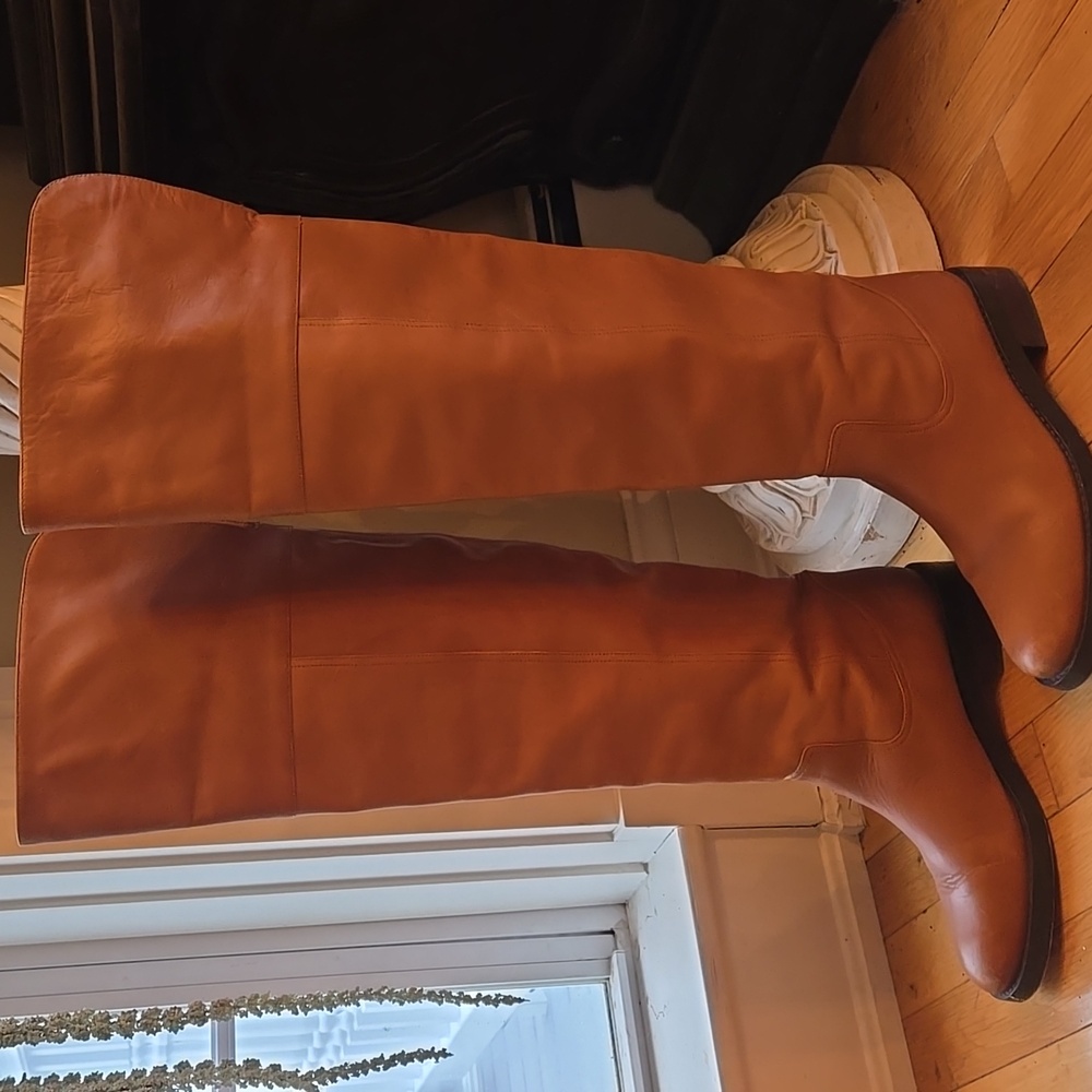 Leather Boots J. Crew Tan 8.5 over the knee